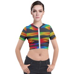 Colorful Background Short Sleeve Cropped Jacket by Sarkoni