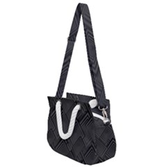 Diagonal Square Black Background Rope Handles Shoulder Strap Bag by Apen
