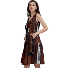 Abstract Architecture Building Business Sleeveless V-neck Skater Dress With Pockets by Amaryn4rt