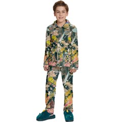 Art Graffiti Abstract Vintage Lines Kids  Long Sleeve Velvet Pajamas Set by Amaryn4rt
