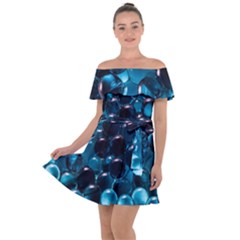 Blue Abstract Balls Spheres Off Shoulder Velour Dress by Amaryn4rt