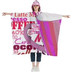 Coffee Cup Lettering Coffee Cup Women s Hooded Rain Ponchos by Amaryn4rt