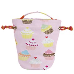 Cupcakes Wallpaper Paper Background Drawstring Bucket Bag by Apen