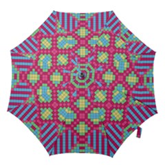 Checkerboard Squares Abstract Texture Pattern Hook Handle Umbrellas (medium) by Apen