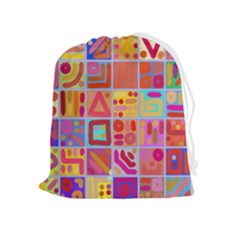 Colourful Abstract Shapes Drawstring Pouch (xl) by Pakjumat
