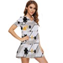 Flower Shape Abstract Pattern Tiered Short Sleeve Babydoll Dress View2