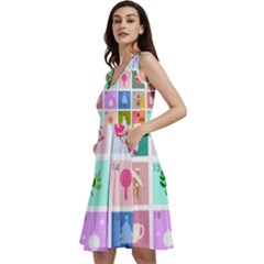 Christmas Wreath Advent Sleeveless V-neck Skater Dress With Pockets by Modalart