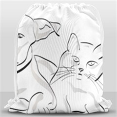 Dog Cat Domestic Animal Silhouette Drawstring Bag (large) by Modalart