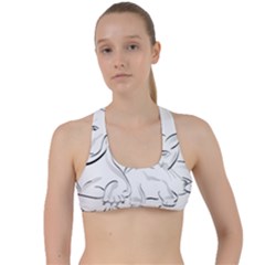 Dog Cat Domestic Animal Silhouette Criss Cross Racerback Sports Bra by Modalart