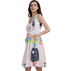 Unicorn Rabbit Hare Wreath Cute Sleeveless V-neck Skater Dress With Pockets by Modalart