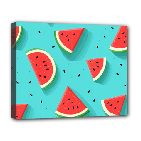 Watermelon Fruit Slice Deluxe Canvas 20  X 16  (stretched) by Bedest