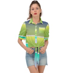 Pattern Banner Background Dot Set Tie Front Shirt  by Ravend