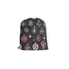 Christmas Decoration Winter Xmas Drawstring Pouch (small) by Ravend