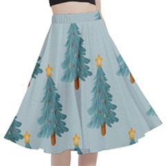 Christmas Trees Time A-line Full Circle Midi Skirt With Pocket by Ravend