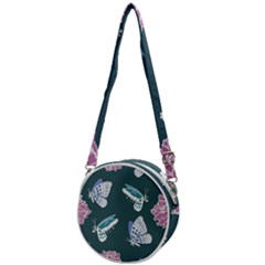 Butterfly Pattern Dead Death Rose Crossbody Circle Bag by Ravend
