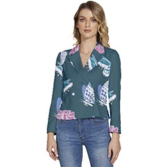 Butterfly Pattern Dead Death Rose Women s Long Sleeve Revers Collar Cropped Jacket by Ravend