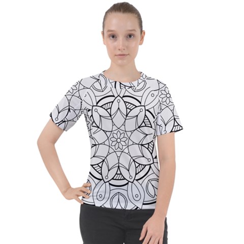 Mandala Drawing Dyes Page Women s Sport Raglan T-shirt by Ravend