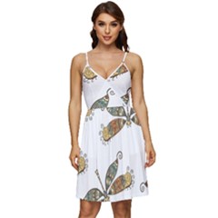 Pattern Dragonfly Background V-neck Pocket Summer Dress  by Ravend