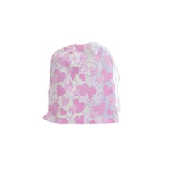 Valentine Background Hearts Bokeh Drawstring Pouch (small) by Ravend