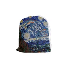 Mosaic Art Vincent Van Gogh Starry Night Drawstring Pouch (medium) by Modalart