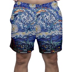 Mosaic Art Vincent Van Gogh Starry Night Men s Shorts by Modalart