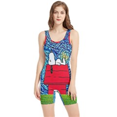 Cartoon Dog Starry Night Van Gogh Parody Women s Wrestling Singlet by Modalart