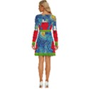 Cartoon Dog Starry Night Van Gogh Parody Long Sleeve Wide Neck Velvet Dress View4