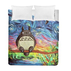 Totoro Starry Night Art Van Gogh Parody Duvet Cover Double Side (full/ Double Size) by Modalart