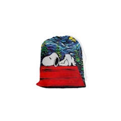 Dog House Vincent Van Gogh s Starry Night Parody Drawstring Pouch (xs) by Modalart