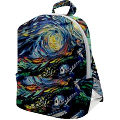 The Great Wall Nature Painting Starry Night Van Gogh Zip Up Backpack by Modalart