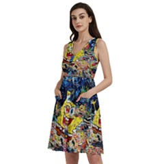 Art Cartoon Starry Night Van Gogh Sleeveless Dress With Pocket by Modalart