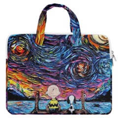 Cartoon Dog Vincent Van Gogh s Starry Night Parody Macbook Pro 16  Double Pocket Laptop Bag  by Modalart