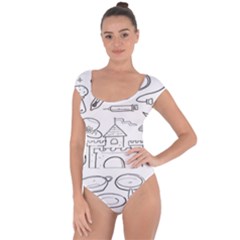 Baby Hand Sketch Drawn Toy Doodle Short Sleeve Leotard  by Pakjumat