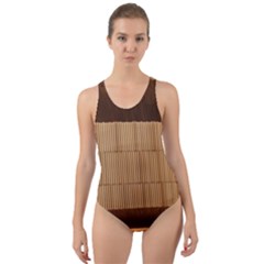 Architecture Art Boxes Brown Cut-out Back One Piece Swimsuit by Amaryn4rt