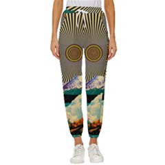 Surreal Art Psychadelic Mountain Women s Cropped Drawstring Pants by Modalart