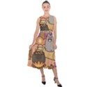 Pusheen Cute Fall The Cat Midi Tie-Back Chiffon Dress View1