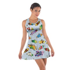 Fish Ocean Sea Water Diving Blue Cotton Racerback Dress by Modalart