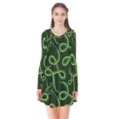 Snakes Seamless Pattern Long Sleeve V-neck Flare Dress by Bedest