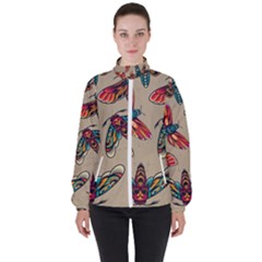 Tattoos Colorful Seamless Pattern Women s High Neck Windbreaker by Bedest