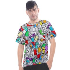 Graffity Characters Seamless Pattern Art Men s Sport Top by Bedest