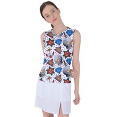 Full Color Flash Tattoo Patterns Women s Sleeveless Sports Top by Bedest