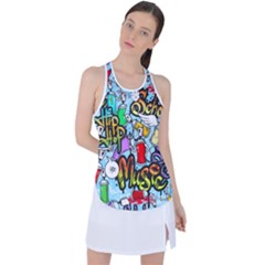 Graffiti Characters Seamless Patterns Racer Back Mesh Tank Top by Bedest