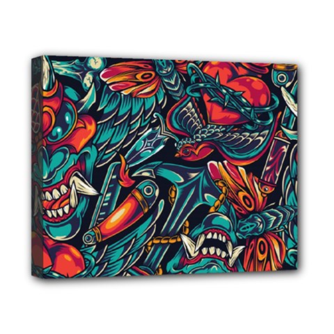 Vintage Tattoos Colorful Seamless Pattern Canvas 10  X 8  (stretched) by Bedest
