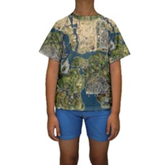 Map Illustration Gta Kids  Short Sleeve Swimwear by Pakjumat