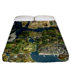 Map Illustration Gta Fitted Sheet (queen Size) by Pakjumat