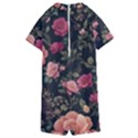 Flower Pattern Kids  Boyleg Half Suit Swimwear View2
