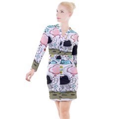 Sketch Cute Child Funny Button Long Sleeve Dress by Hannah976
