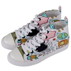 Sketch Cute Child Funny Women s Mid-top Canvas Sneakers by Hannah976