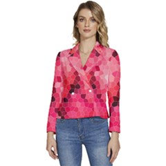 Mosaic Structure Pattern Background Women s Long Sleeve Revers Collar Cropped Jacket by Hannah976