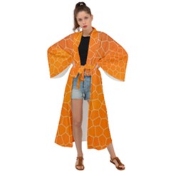 Orange Mosaic Structure Background Maxi Kimono by Hannah976